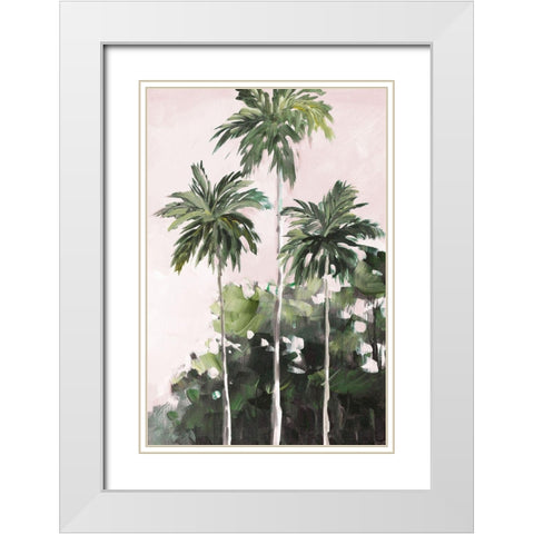 Palms Under A Pink Sky White Modern Wood Framed Art Print with Double Matting by Slivka, Jane