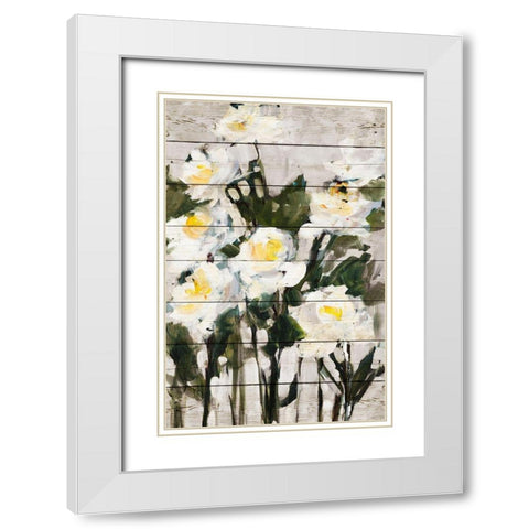 Long Stem Roses on Wood White Modern Wood Framed Art Print with Double Matting by Slivka, Jane