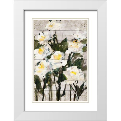 Long Stem Roses on Wood White Modern Wood Framed Art Print with Double Matting by Slivka, Jane