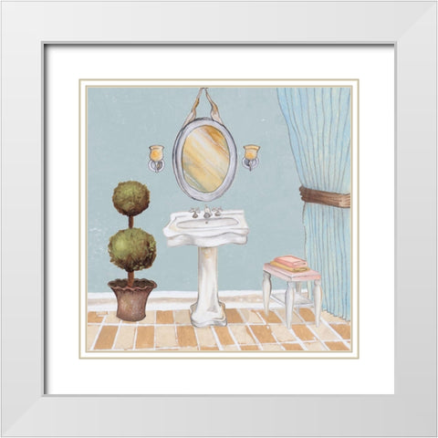 Pastel Bath II White Modern Wood Framed Art Print with Double Matting by Medley, Elizabeth