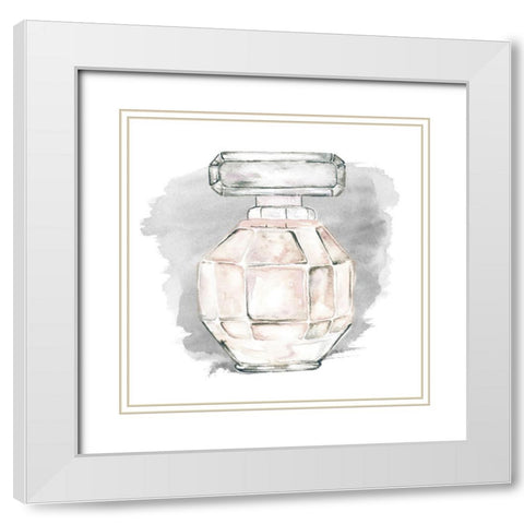 Perfume Bottle with Watercolor II White Modern Wood Framed Art Print with Double Matting by Medley, Elizabeth