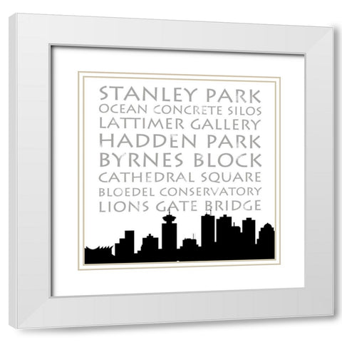 Vancouver Skyline Square White Modern Wood Framed Art Print with Double Matting by Quach, Anna