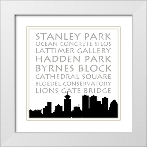 Vancouver Skyline Square White Modern Wood Framed Art Print with Double Matting by Quach, Anna