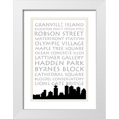 Vancouver Skyline White Modern Wood Framed Art Print with Double Matting by Quach, Anna