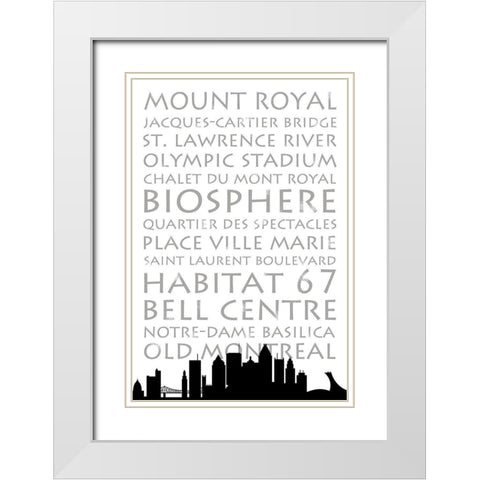 Montreal Skyline White Modern Wood Framed Art Print with Double Matting by Quach, Anna
