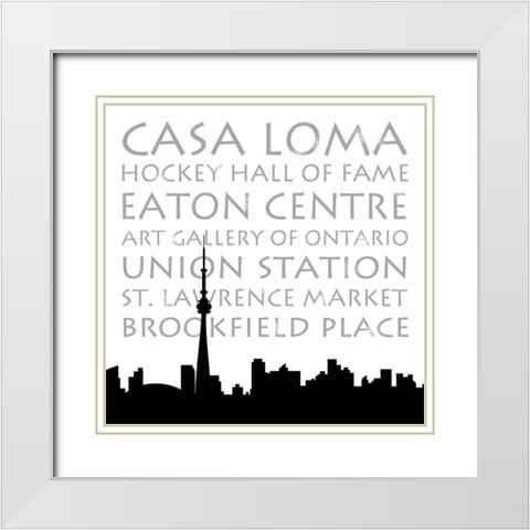 Toronto Skyline Square White Modern Wood Framed Art Print with Double Matting by Quach, Anna