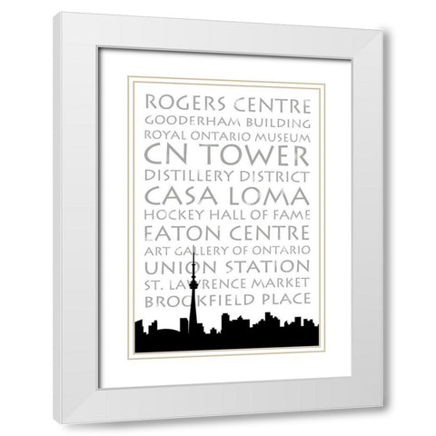 Toronto Skyline White Modern Wood Framed Art Print with Double Matting by Quach, Anna