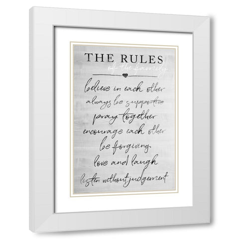 Family Rules White Modern Wood Framed Art Print with Double Matting by Quach, Anna