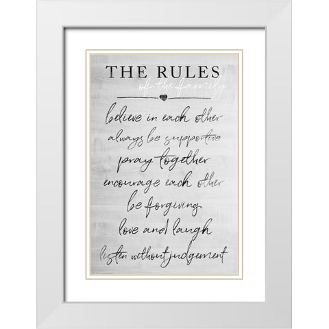 Family Rules White Modern Wood Framed Art Print with Double Matting by Quach, Anna