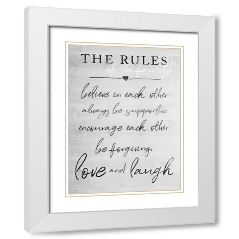 Family Rules White Modern Wood Framed Art Print with Double Matting by Quach, Anna