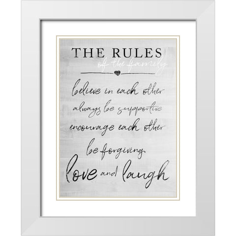 Family Rules White Modern Wood Framed Art Print with Double Matting by Quach, Anna
