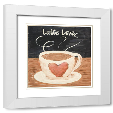 Latte Love Square White Modern Wood Framed Art Print with Double Matting by Acosta