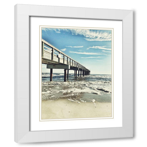 Dock Side White Modern Wood Framed Art Print with Double Matting by Acosta