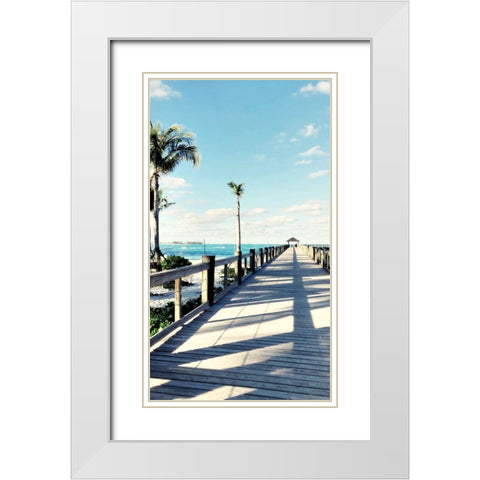 Pier View II White Modern Wood Framed Art Print with Double Matting by Acosta