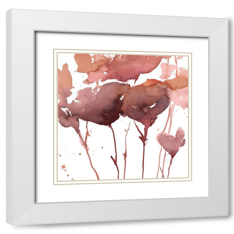Warm Rainy Wildflowers I White Modern Wood Framed Art Print with Double Matting by Loreth, Lanie