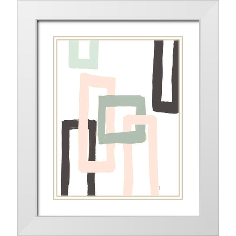 Pastel Blocks I White Modern Wood Framed Art Print with Double Matting by Loreth, Lanie