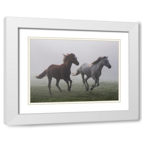 Running Wild White Modern Wood Framed Art Print with Double Matting by Walker, Carol