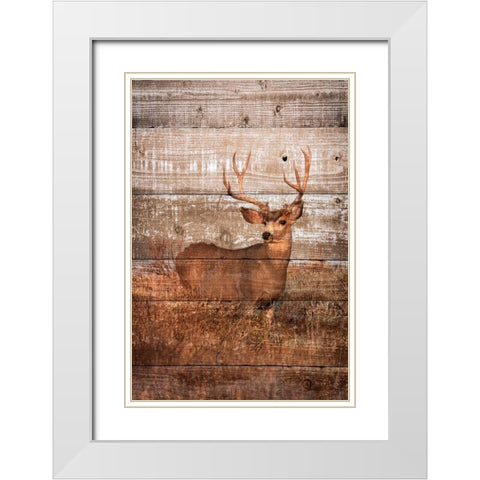 Woodland Deer White Modern Wood Framed Art Print with Double Matting by Mansfield, Kathy