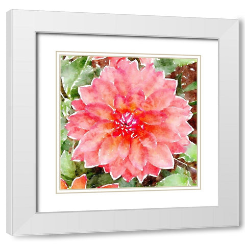Pink Wash Peony White Modern Wood Framed Art Print with Double Matting by Mansfield, Kathy