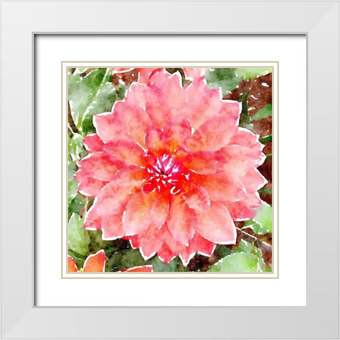 Pink Wash Peony White Modern Wood Framed Art Print with Double Matting by Mansfield, Kathy