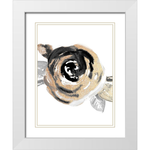 Gold Rosa Salvaje II White Modern Wood Framed Art Print with Double Matting by Pinto, Patricia