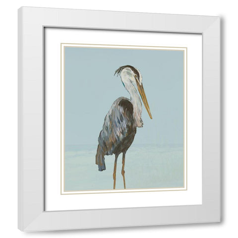 Coastal Heron I White Modern Wood Framed Art Print with Double Matting by DeRice, Julie