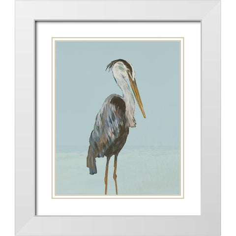 Coastal Heron I White Modern Wood Framed Art Print with Double Matting by DeRice, Julie