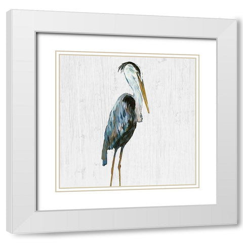 Heron on Whitewash III White Modern Wood Framed Art Print with Double Matting by DeRice, Julie