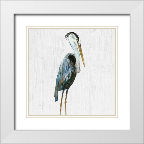 Heron on Whitewash III White Modern Wood Framed Art Print with Double Matting by DeRice, Julie