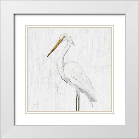 Heron on Whitewash IV White Modern Wood Framed Art Print with Double Matting by DeRice, Julie