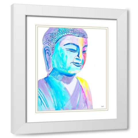 More Vibrant Buddha White Modern Wood Framed Art Print with Double Matting by Goodrich, Chelsea