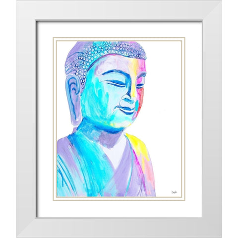 More Vibrant Buddha White Modern Wood Framed Art Print with Double Matting by Goodrich, Chelsea