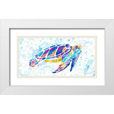 Vibrant Sea Turtle White Modern Wood Framed Art Print with Double Matting by Goodrich, Chelsea