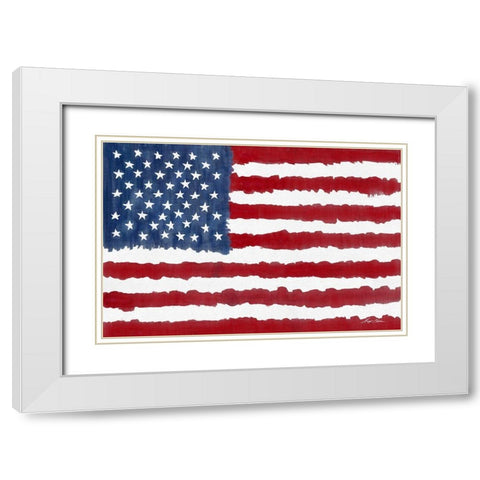 Old Glory White Modern Wood Framed Art Print with Double Matting by Edwins, Hugo