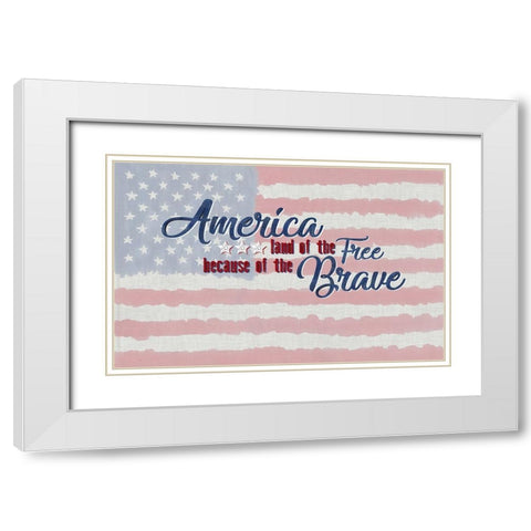 America The Free White Modern Wood Framed Art Print with Double Matting by Edwins, Hugo