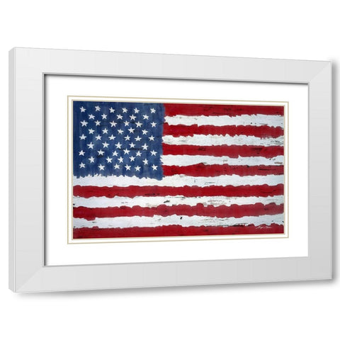 Old Glory White Modern Wood Framed Art Print with Double Matting by Edwins, Hugo