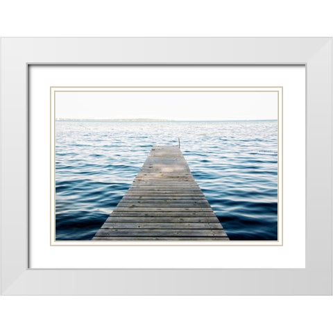 Lake Dock White Modern Wood Framed Art Print with Double Matting by Navas, Emily