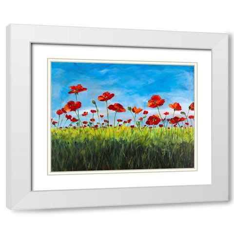 Wild Poppies White Modern Wood Framed Art Print with Double Matting by DeRice, Julie