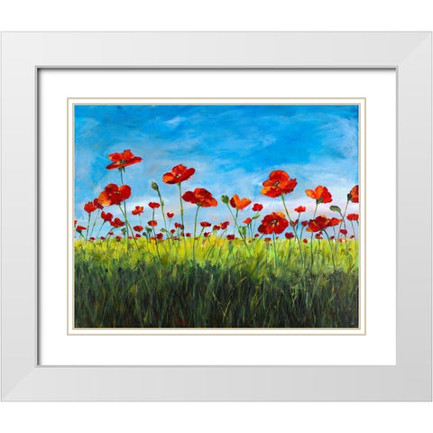 Wild Poppies White Modern Wood Framed Art Print with Double Matting by DeRice, Julie