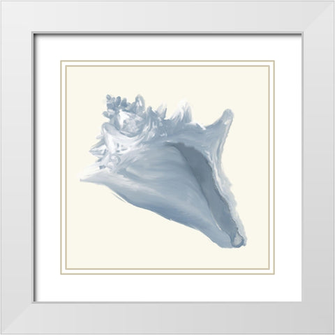 Blue Conch Shell on Cream White Modern Wood Framed Art Print with Double Matting by DeRice, Julie