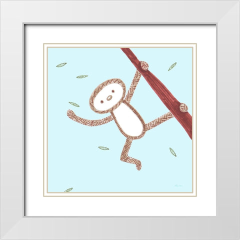 Monkey Love White Modern Wood Framed Art Print with Double Matting by Edwins, Hugo