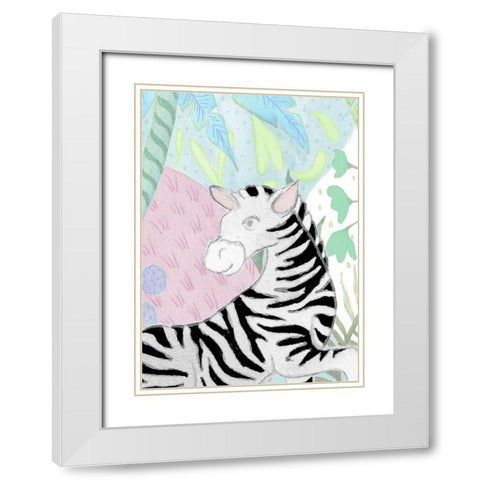 Zebra in the Tropics White Modern Wood Framed Art Print with Double Matting by Medley, Elizabeth