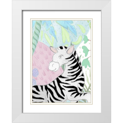 Zebra in the Tropics White Modern Wood Framed Art Print with Double Matting by Medley, Elizabeth