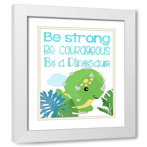 Dino Party I White Modern Wood Framed Art Print with Double Matting by Quach, Anna