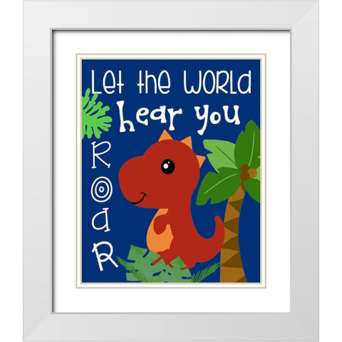 Dino II White Modern Wood Framed Art Print with Double Matting by Quach, Anna