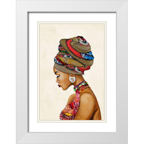 African Goddess on Beige White Modern Wood Framed Art Print with Double Matting by Ritter, Gina
