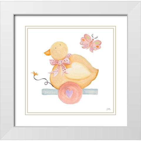 Whimsical Duck White Modern Wood Framed Art Print with Double Matting by Medley, Elizabeth