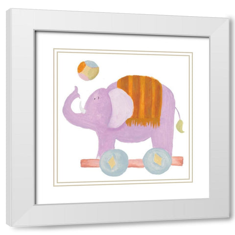 Whimsical Elephant White Modern Wood Framed Art Print with Double Matting by Medley, Elizabeth