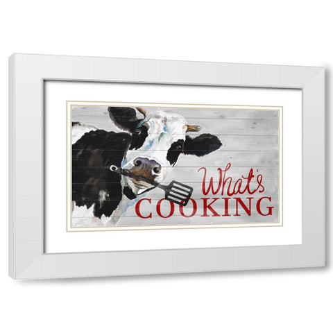 Whats Cooking White Modern Wood Framed Art Print with Double Matting by Pinto, Patricia