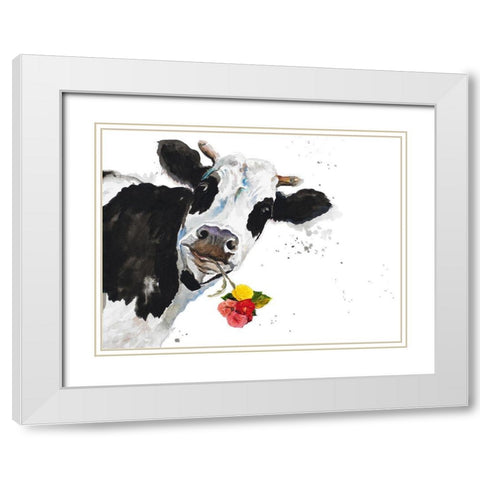 Crazy Cow White Modern Wood Framed Art Print with Double Matting by Pinto, Patricia